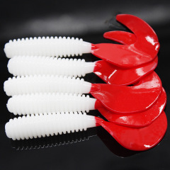 5cm, 6cm, 7cm Tail-Loop Red-Tail White-Body Lure, Lure Bait, Single-Tail Grub Imitation, Soft Lure for Bass Fishing, Soft Worm