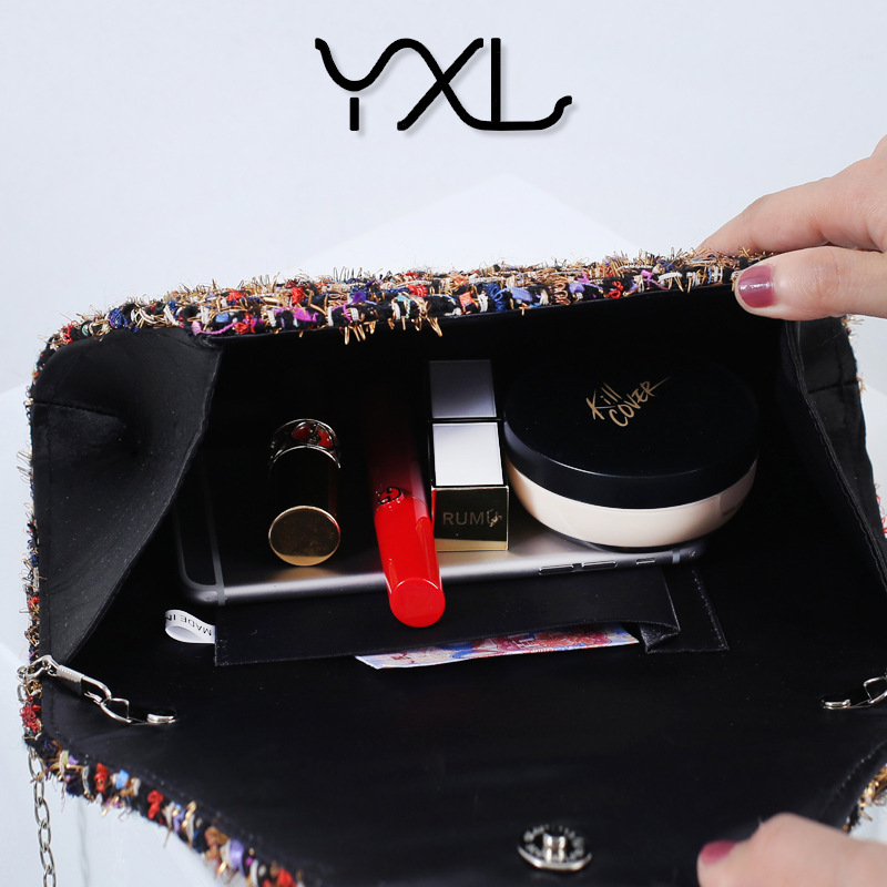 Fabricantes europeos y americanos Chanel estilo tejido cena bolsa Cadena de embrague al por mayor señoras bolsa transfronteriza Venta caliente