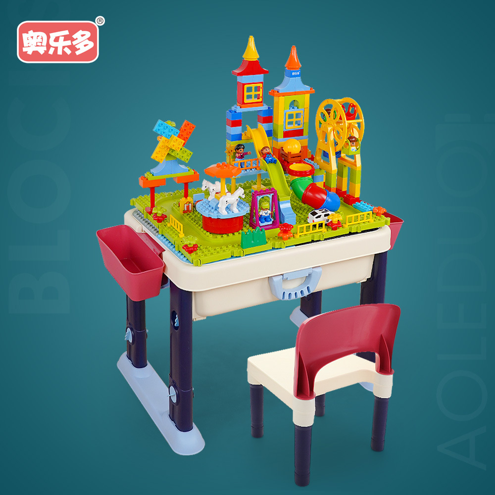 Factory Direct supply large particle multi-functional building blocks adjustable learning table puzzle assembled toys wholesale
