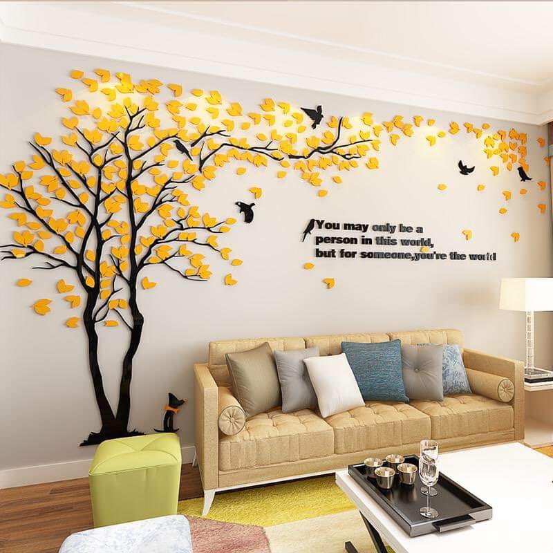 Sticker mural 3D en acrylique M53 - Chiot Big Tree - Magasin d'usine transfrontalier - Pour salon, chambre, canapé, fond TV_voghion.com