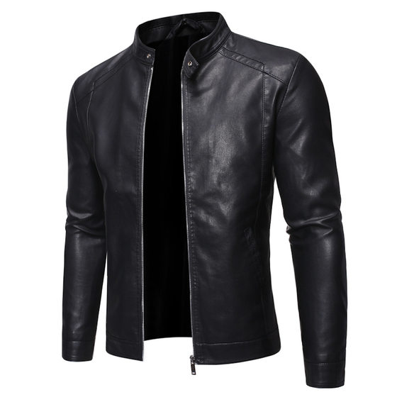 Cross-border Amazon AliExpress Leather Jacket Men's Youth Korean Slim-fit Casual Men's Leather Jacket Motorcycle Outer