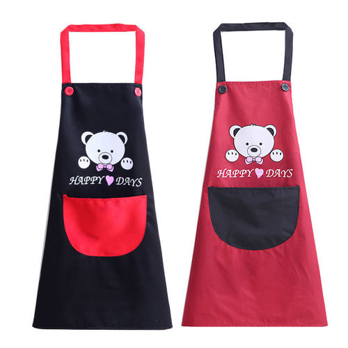 Hand-wiping apron waterproof and dirty home kitchen cooking apron Korean version creative cute bear hanging neck hand towel apron