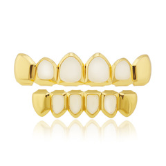 歐美潮鍍金假牙炫酷表演道具HIPHOP嘻哈鏤空牙套速賣通亞馬遜跨境