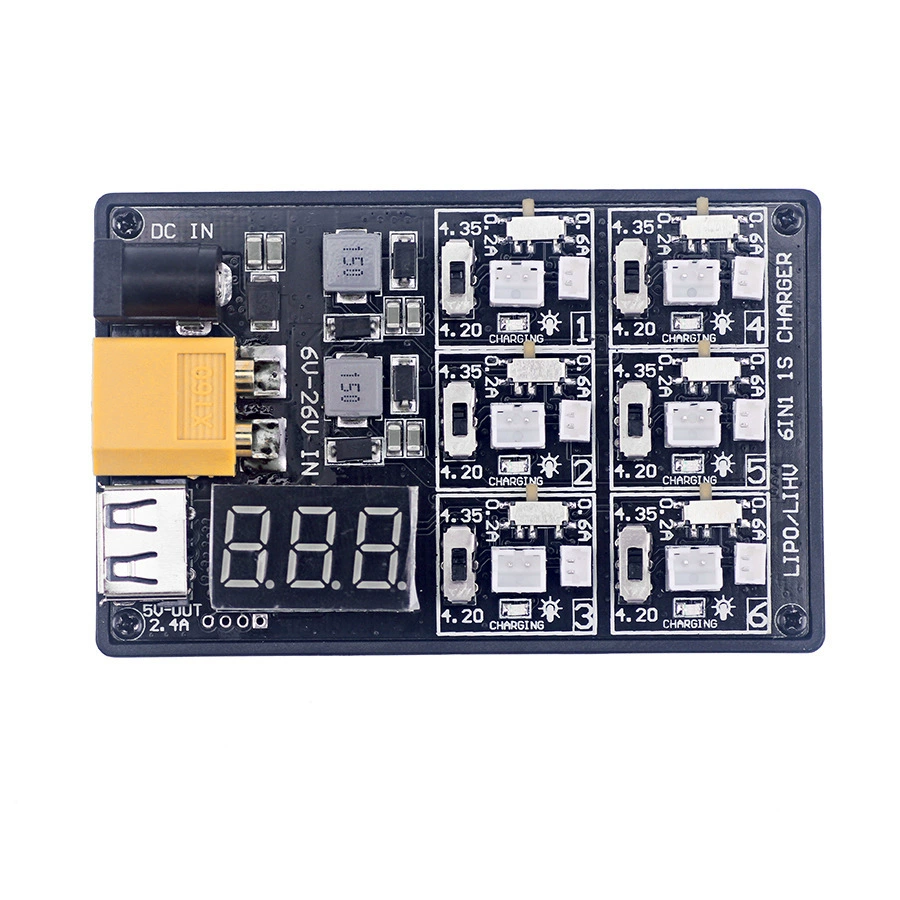 6IN1-1S Зарядное устройство Lipo LiHV Плата зарядного устройства XT60 12A3V Адаптер зарядного устройства