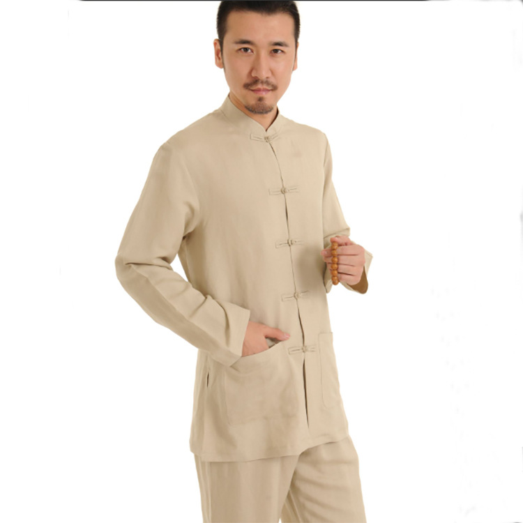 Flax, cotton and linen men's clothing large size Chinese style meditation for residents health suit Taiji suit Zen tea suit A012