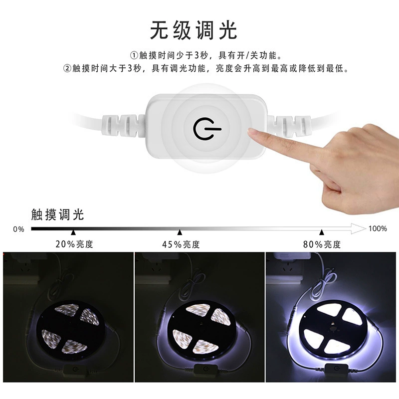 Сенсорный LED-выключатель, клавиша, светодиодная лента, набор, влагозащищённый линейный свет для шкафа, световая панель, лампа