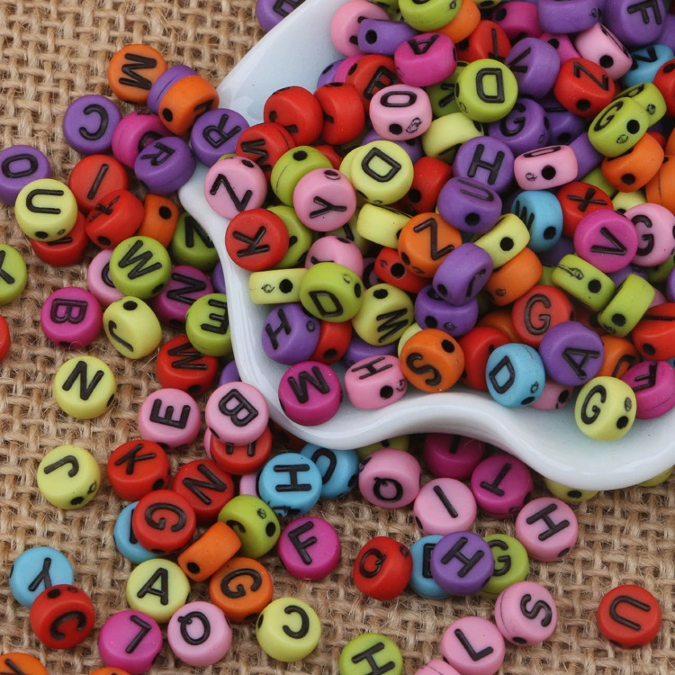 Детской акриловой бисерной bracelet handmade with letters, beads, English letters
