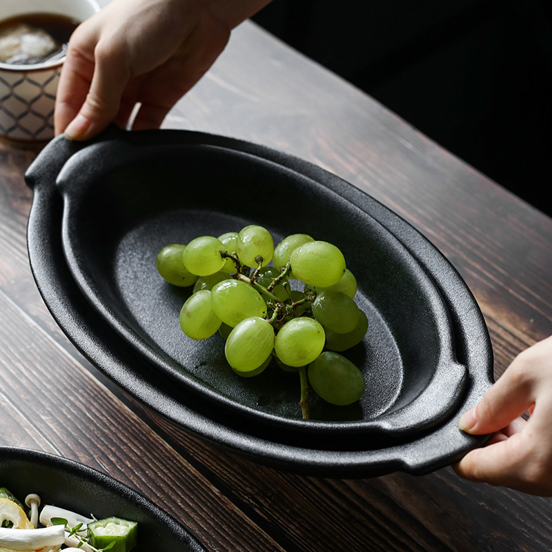 Negro mate esmerilado binaural Oval Pan horno para hornear pan