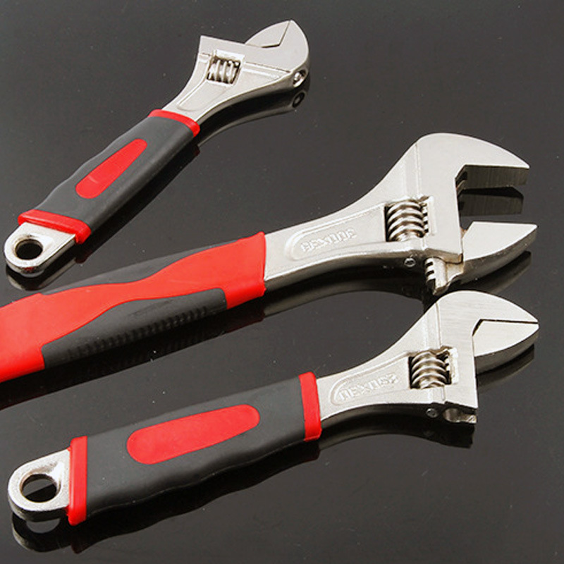 Herramientas de hardware enviadas todos los días Llave ajustable con mango bicolor de 6 pulgadas y 8 pulgadas Llave ajustable cromada