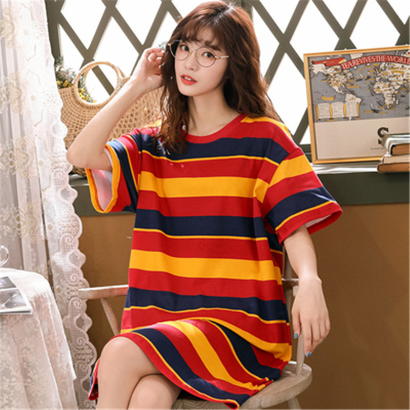 Pijamas de verano de las mujeres pijamas de estilo coreano camisón de verano de las mujeres de manga corta de verano de las mujeres desgaste del hogar traje de estudiante lindo más tamaño