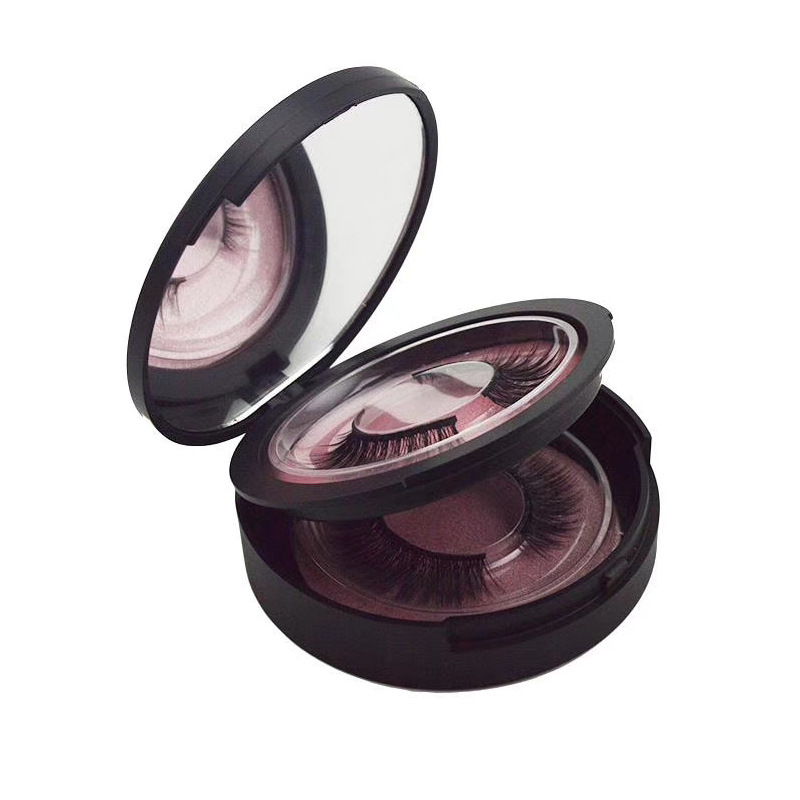 Caja de empaquetado de pestañas falsas caja redonda de pestañas de oro rosa dos pares Paquete de un par caja de pestañas fábrica al por mayor