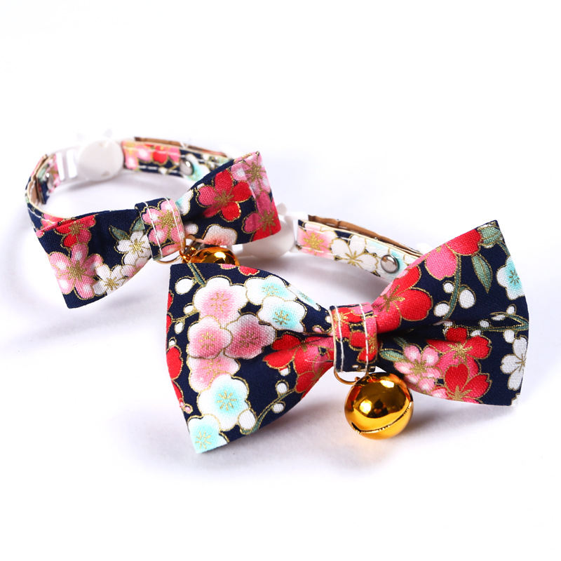 Japón y el viento ajustable corbata de mascota collar campana arco gatos perros collar perro conejo viento chino