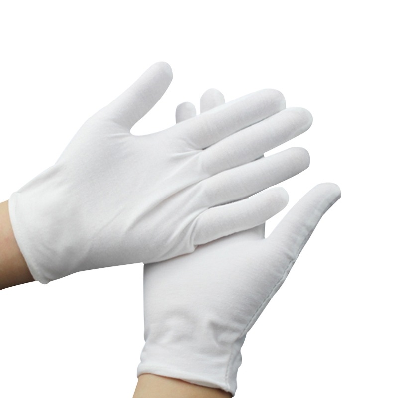 Fábrica al por mayor guantes blancos algodón fino algodón Wenwan Etiqueta De Trabajo niños elástico grueso algodón policía de tráfico