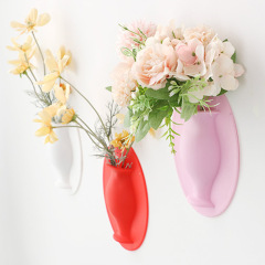 Silicone small flower vase living room decoration wall sticker creative cute small size flower pot for fresh flowers and water plants, popular decor item