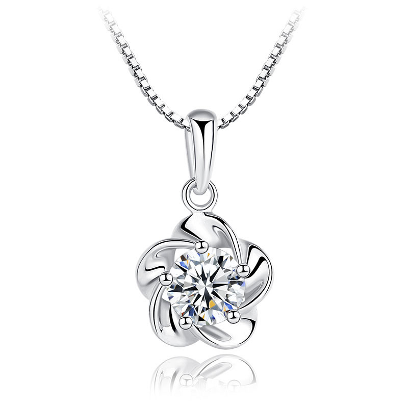 S925 collar de plata esterlina las mujeres corto moda cadena clavícula simple flor personalizada colgante regalo cumpleaños para la novia