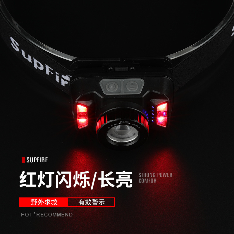 SUPERFIRE Shenhuo HL18 fábrica al por mayor fuerte luz USB recargable LED Faro de inducción