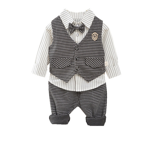 Baby Spring Outfit Set for Boys 0-3 Years Old Trendy Boys' Suit Three-Piece Set Outing Children's Clothing Infant Clothes Autumn