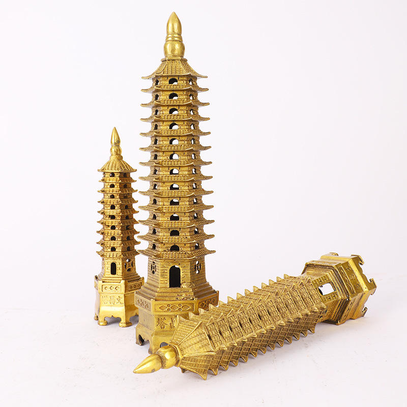 Factory wholesale brass 13-layer Wenchang tower ornaments 9-layer 13-layer office table study decoration Factory wholesale brass 13-layer Wenchang tower ornaments 9-layer 13-layer office table study decoration