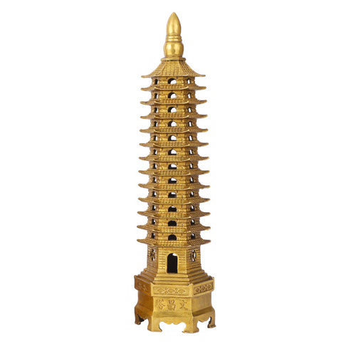 Manufacturer wholesale brass 13th floor Wenchang Tower ornaments 9th floor 13th floor office desk study decoration
