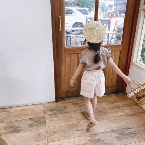 2024 Children's Clothing Summer New Products Girls Summer Clothes Korean Style Plaid Sleeveless Lace Summer Shirt 20312