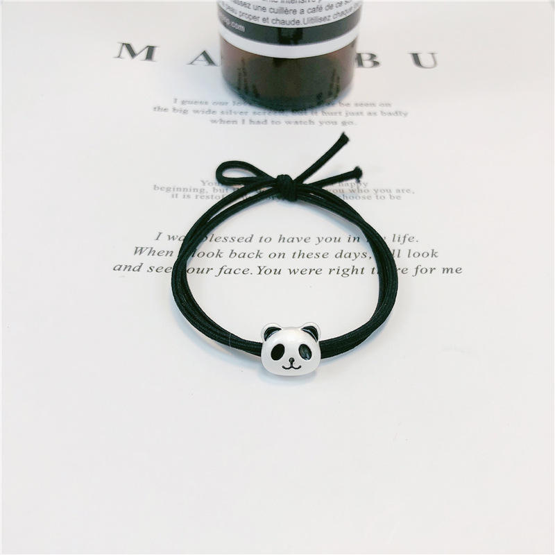 Coreano lindo metal panda nudo cinta de goma cuerda de cabeza de la red red de la niña ins atado anillo de cabello cuerda de cabello no daña el cabello