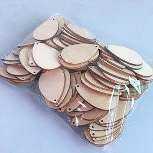 Laser cutting original wooden DIY slice water drop round wood chip with hole