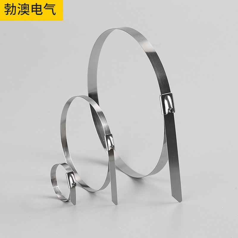 Suministro de fábrica 304 lazo de acero inoxidable 4,6*300 Corbata de metal auto-bloqueo tráfico lazo de acero blanco resistencia a alta temperatura