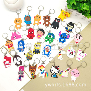 25 New Cartoon Soft Plastic Key Rings Cross-Border Hot Selling Children's Pendants Wholesale Factory Direct Sales Holiday Party Gifts