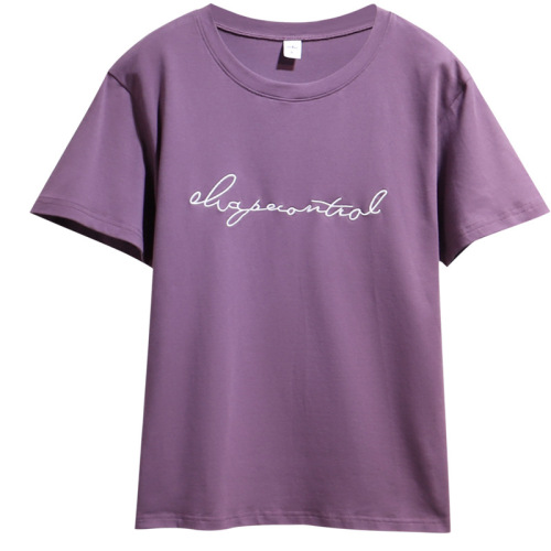 263 女装新款韩版圆领短袖T恤字母刺绣夏ins网红上衣大码宽松潮