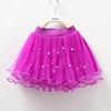 Spring versatile small and medium -sized short skirt girl net yarn skirts beaded children's skirt fluffy bottom skirt four seasons