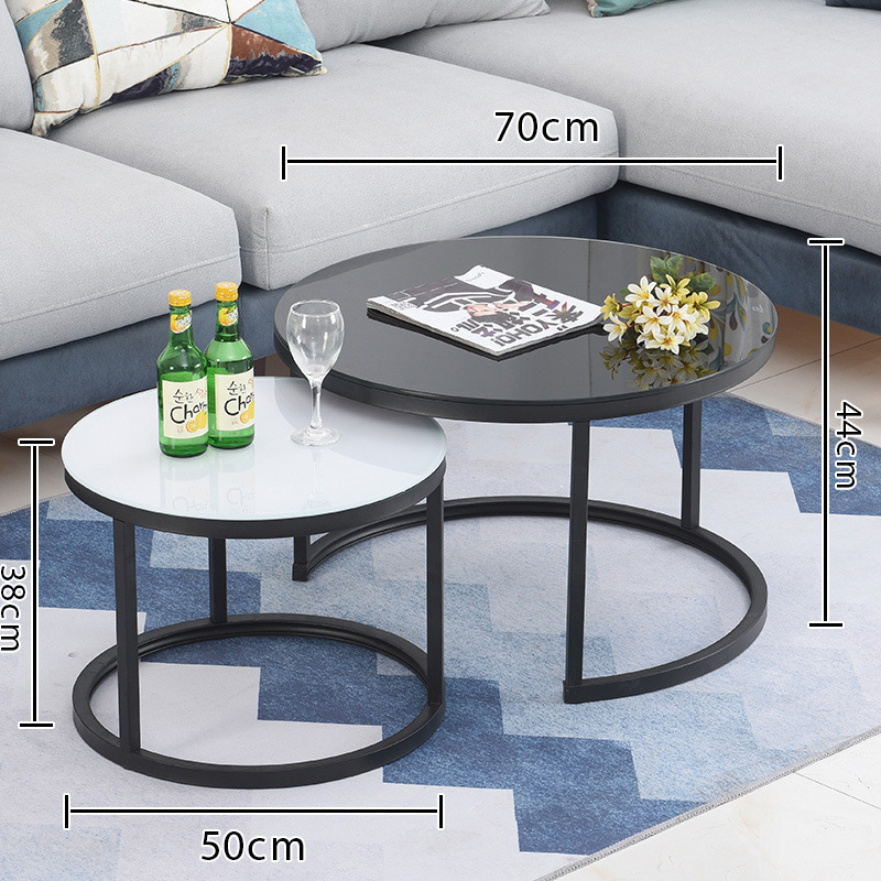 Mesa de centro para sala de estar, mesa nido de hierro forjado, moderna, sencilla, ligera y lujosa, adecuada para jóvenes, apartamento pequeño, mesa redonda extensible grande y pequeña.