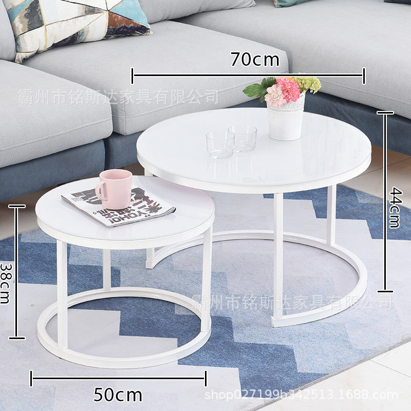 Mesa de centro para sala de estar, mesa nido de hierro forjado, moderna, sencilla, ligera y lujosa, adecuada para jóvenes, apartamento pequeño, mesa redonda extensible grande y pequeña.