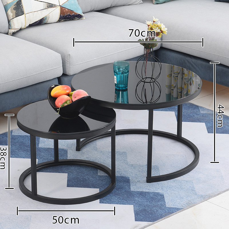Mesa de centro para sala de estar, mesa nido de hierro forjado, moderna, sencilla, ligera y lujosa, adecuada para jóvenes, apartamento pequeño, mesa redonda extensible grande y pequeña.