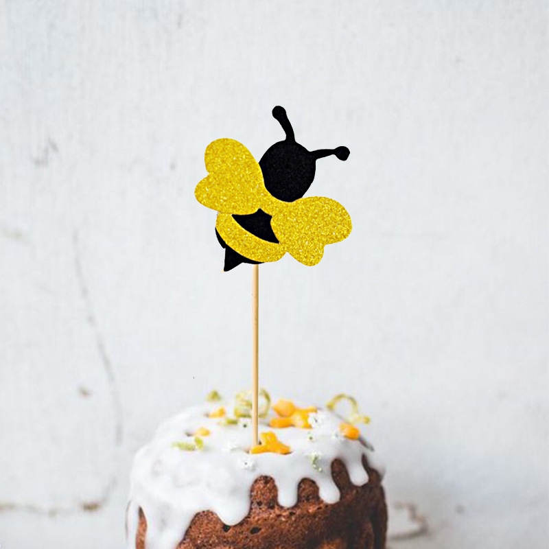 Cumpleaños del bebé ducha partido familia fiesta abeja pescado mariposa glitter pastel tarjeta inserción