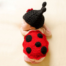 新生儿帽子甲壳虫造型摄影服七星瓢虫披风套装婴儿百天拍照服饰