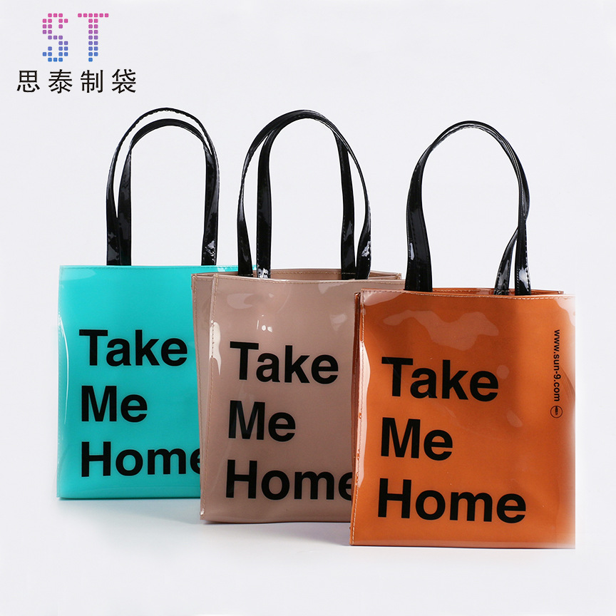 厂家直供 透明pvc镜面革手提袋 时尚环保防水广告购物袋