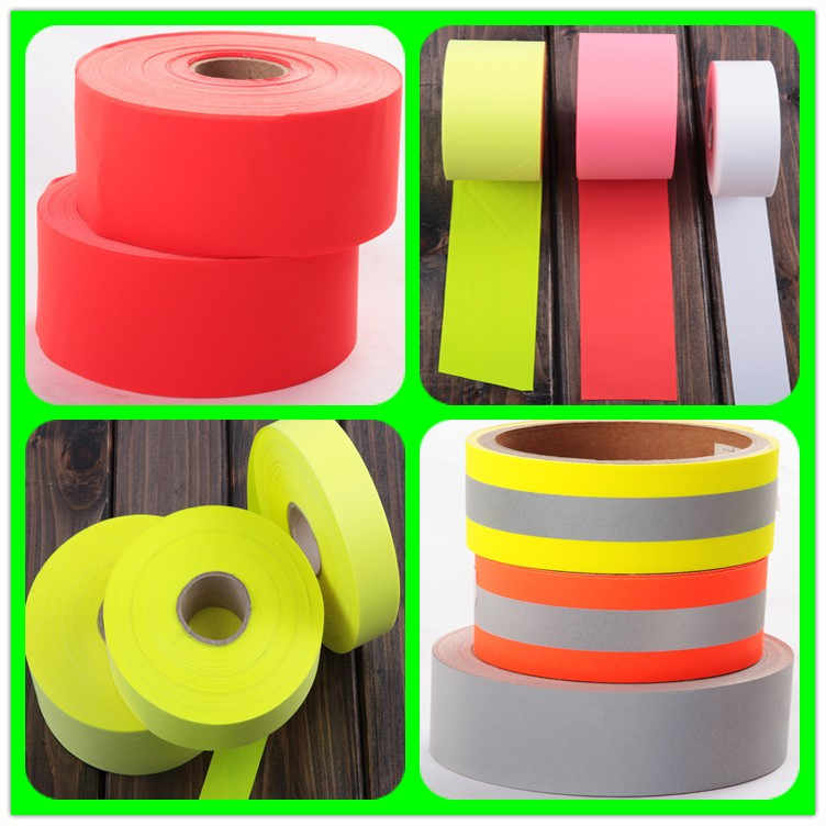 耐水洗彩色反光布橘红反光带高亮反光面料石油化工服装5CM反光条