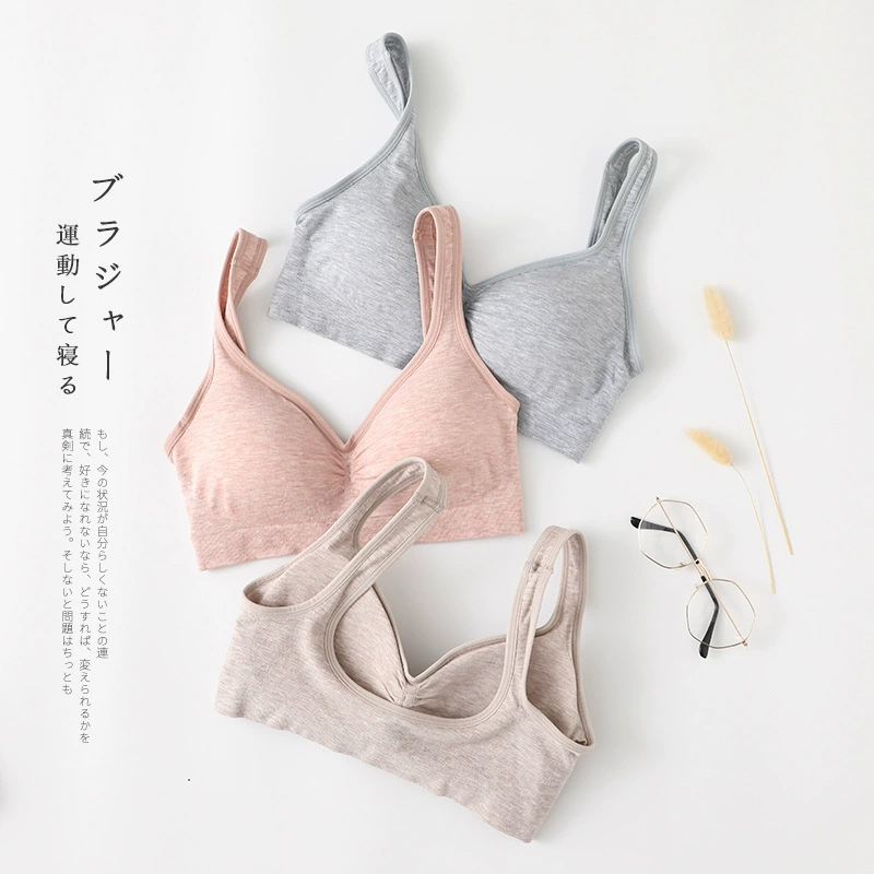Sports tank top for elementary school students, wireless bra, top with cups