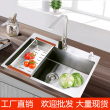 厂家直供加厚手工水槽单槽 304不锈钢水槽厨房洗菜盆洗碗池台下盆