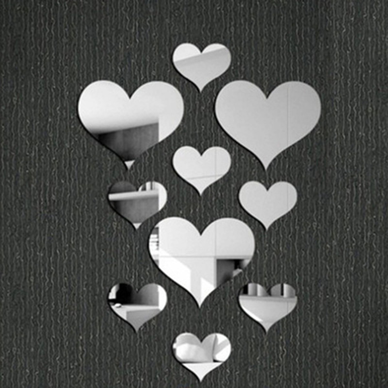 wall Sticker /wall Decal /wall Mural Self-adhesive 3D Acrylic Heart-shaped Sticker For Children's Room Decoration Background Wall Mirror Wallpaper_voghion.com
