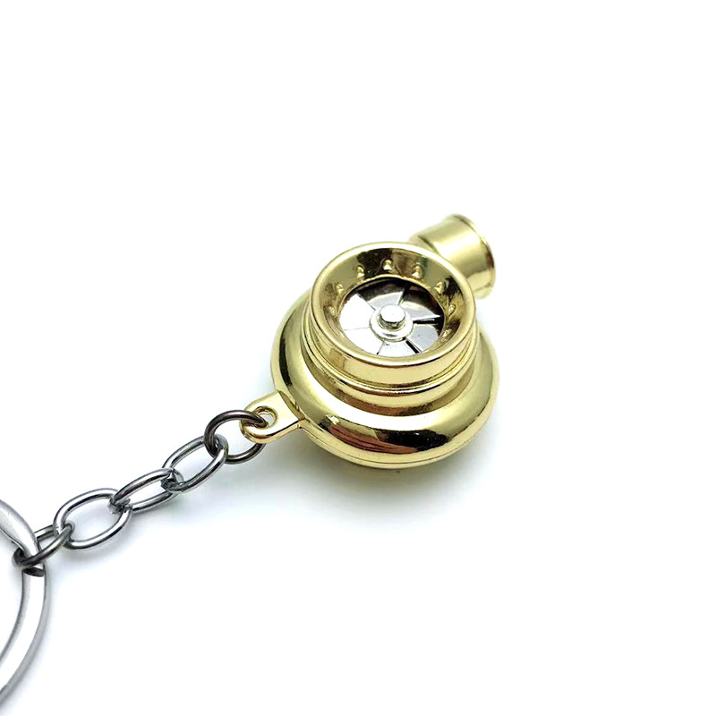 Transfronterizo caliente coche turbina llavero metal creativo de alta gama luminoso LED turbina coche llavero colgante