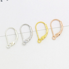 S925純銀回彈耳圈DIY手工飾品珍珠耳環U形耳勾耳墜耳環掛件