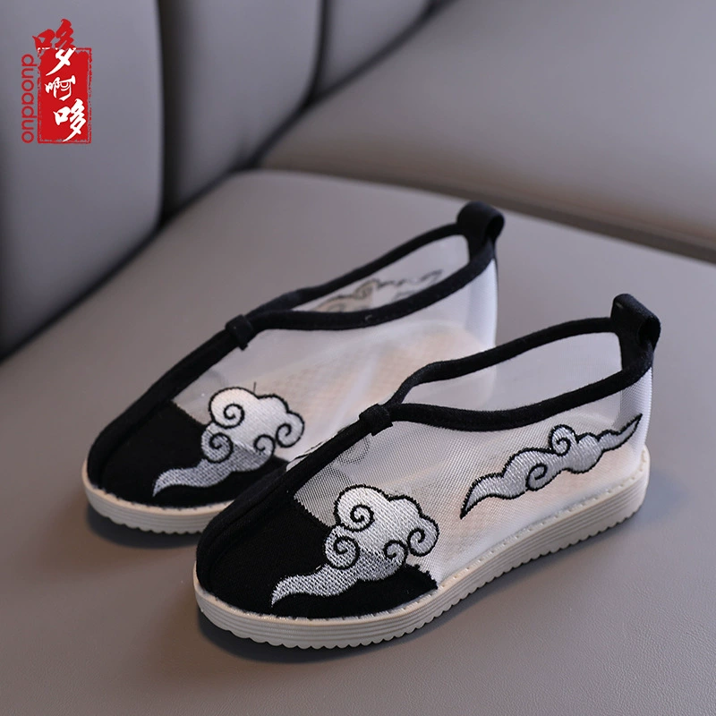 Детская сетчатая обувь Тканевая обувь для мальчиков Винтажная обувь ханьфу в китайском стиле Полая обувь с вышивкой Весенняя и Летняя обувь в полку Обувь для выступлений