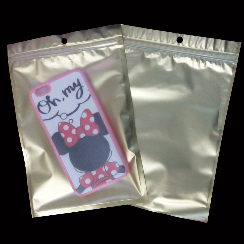 磨砂金色哑光阴阳镀铝包装袋 耳机线 格里芬3米数据线包装袋16*24