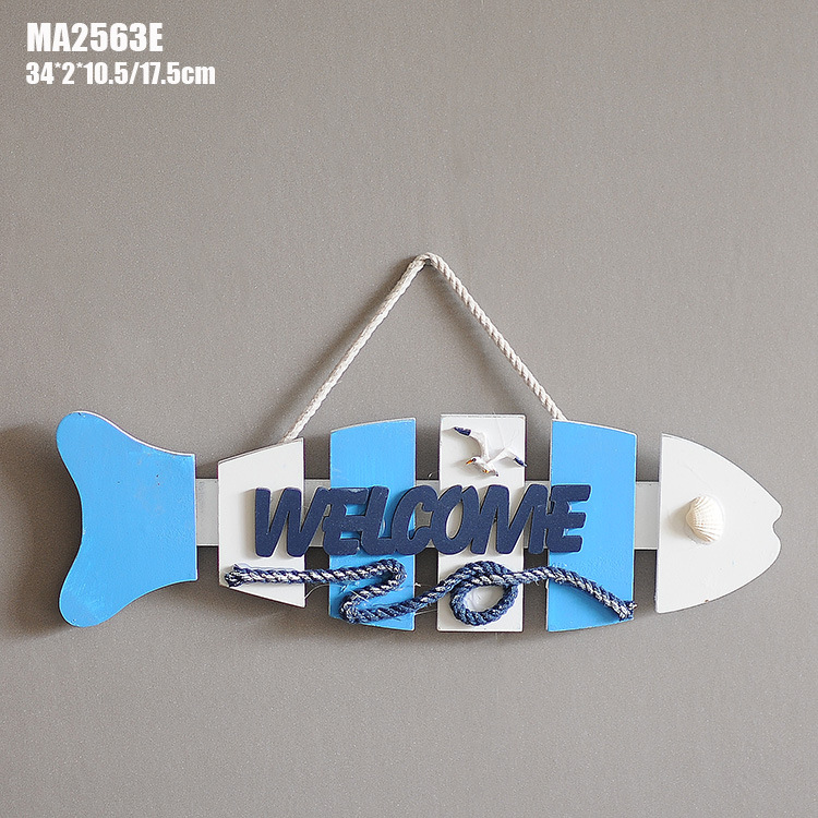 Fishbone bienvenida listado Mediterráneo decoración del hogar colgante de pared de madera creativa tablero colgante-myrion