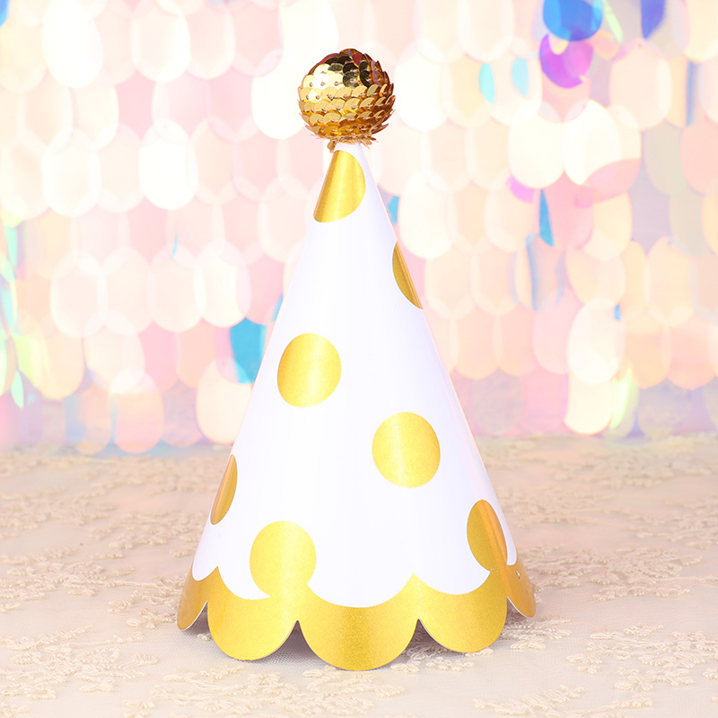 Fábrica directa decoración de la torta de alto grado negro oro rosa oro lentejuelas bola niños adultos fiesta cumpleaños sombrero
