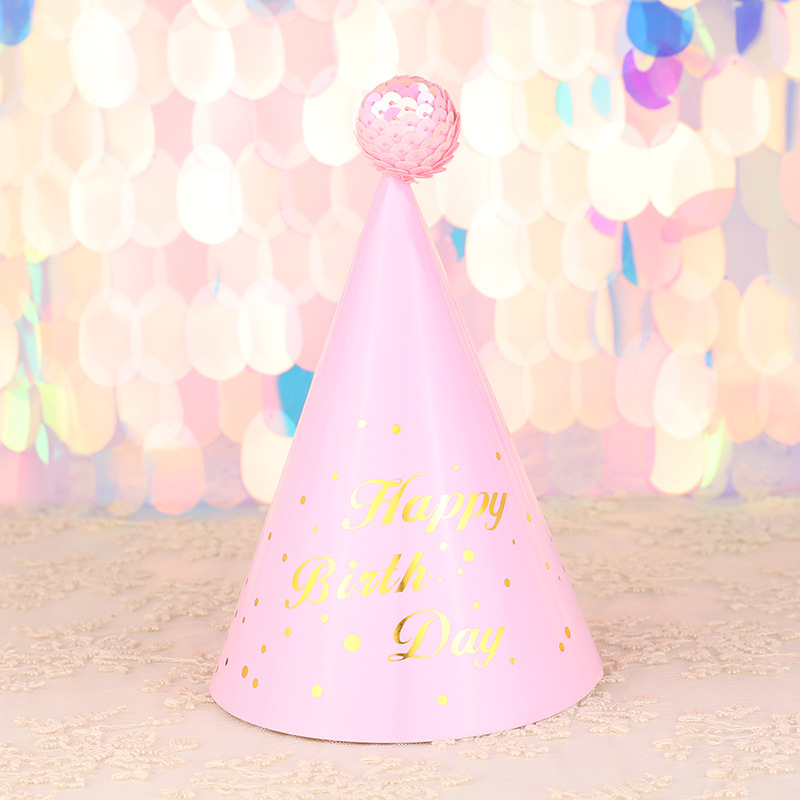 Fábrica directa decoración de la torta de alto grado negro oro rosa oro lentejuelas bola niños adultos fiesta cumpleaños sombrero