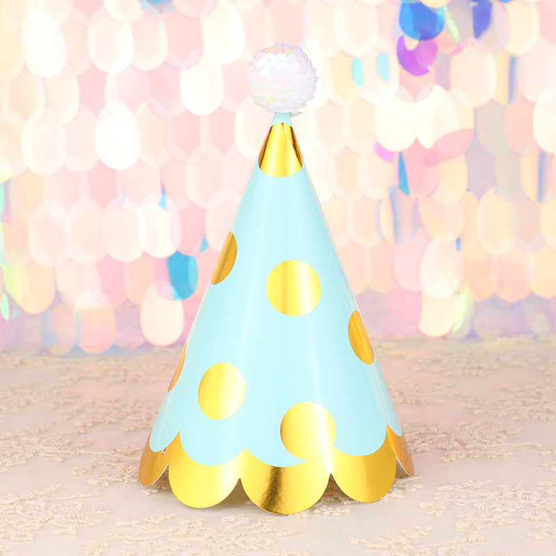 Fábrica directa decoración de la torta de alto grado negro oro rosa oro lentejuelas bola niños adultos fiesta cumpleaños sombrero