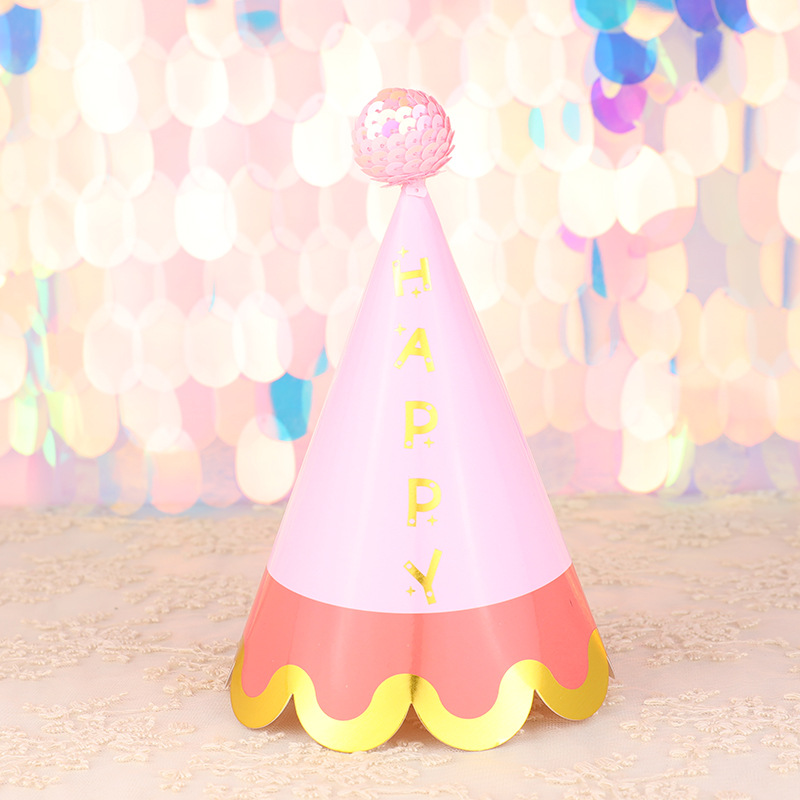 Fábrica directa decoración de la torta de alto grado negro oro rosa oro lentejuelas bola niños adultos fiesta cumpleaños sombrero