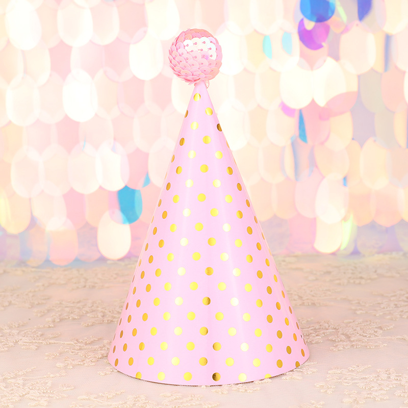 Fábrica directa decoración de la torta de alto grado negro oro rosa oro lentejuelas bola niños adultos fiesta cumpleaños sombrero
